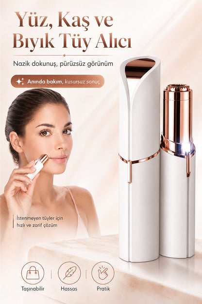 Minia Face - Ruj Tipi Mini Yüz ve Bıyık Tüy Alma Cihazı (Acısız & Işıklı)